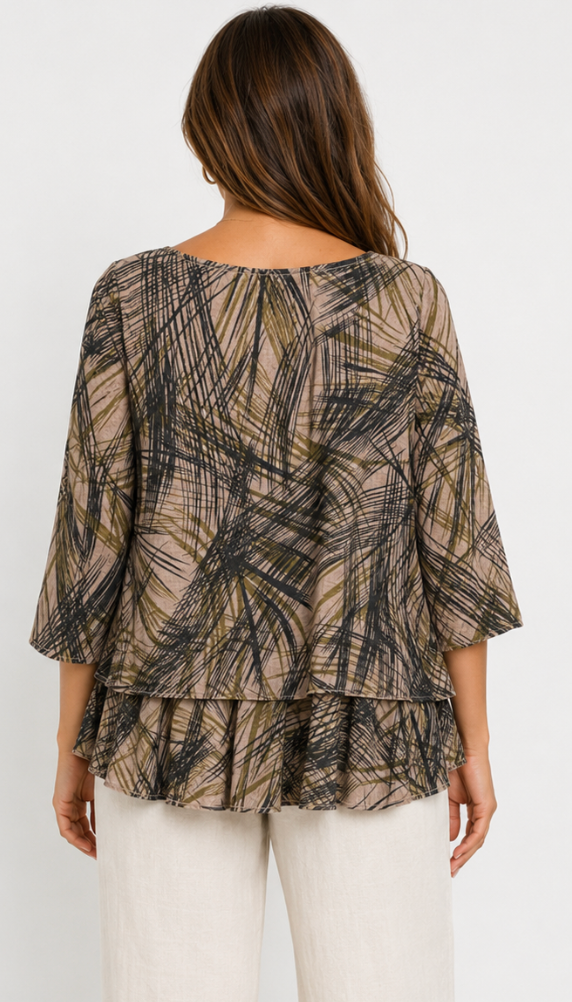 Color Me Cotton CMC Crushed Cuprotine Printed Ruffle Top - CS9999 - SUGARCANE