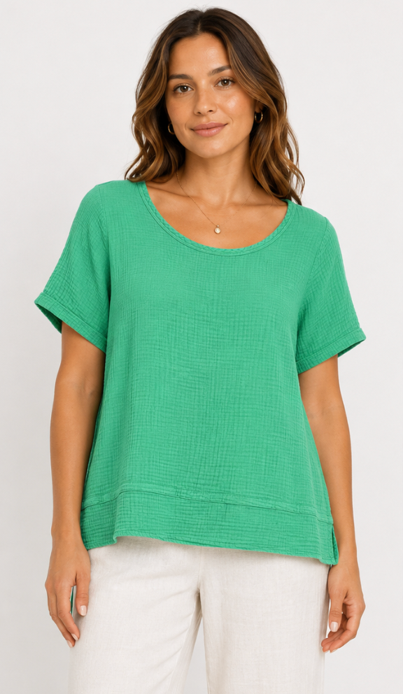 Color Me Cotton CMC Double Gauze Solid Double Band Top - DG0521