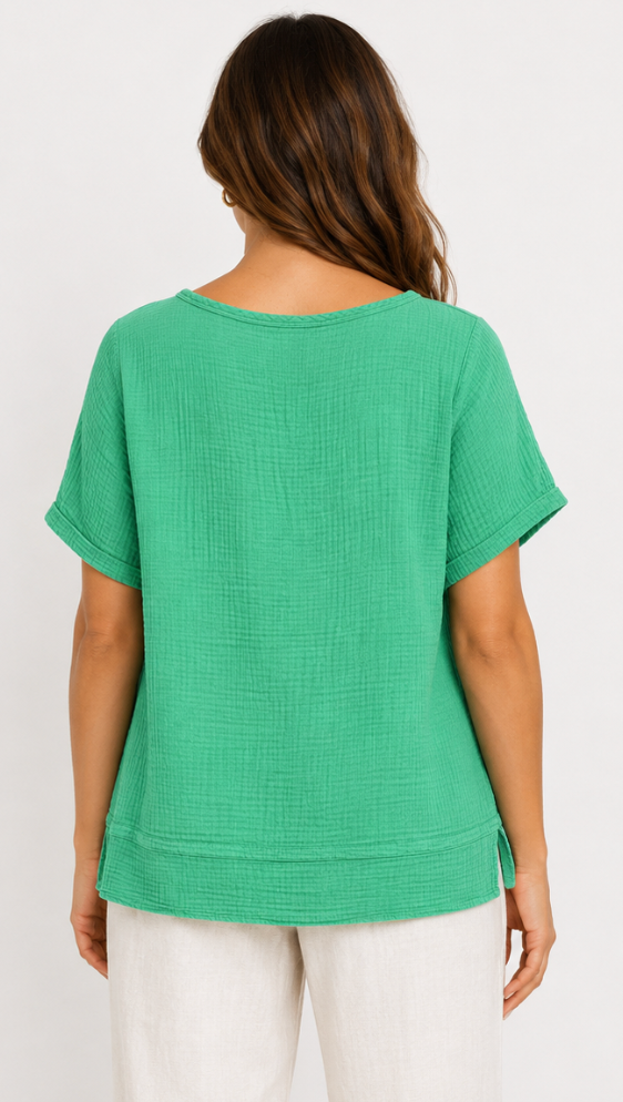 Color Me Cotton CMC Double Gauze Solid Double Band Top - DG0521