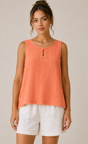 Color Me Cotton CMC Double Gauze Solid Keyhole Tank - DG5559