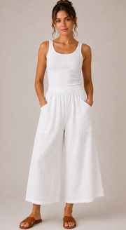 Color Me Cotton CMC Double Gauze Solid Pocket Culotte Pant - DG5600