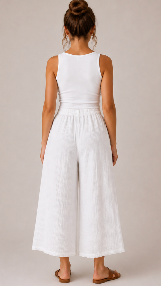 Color Me Cotton CMC Double Gauze Solid Pocket Culotte Pant - DG5600
