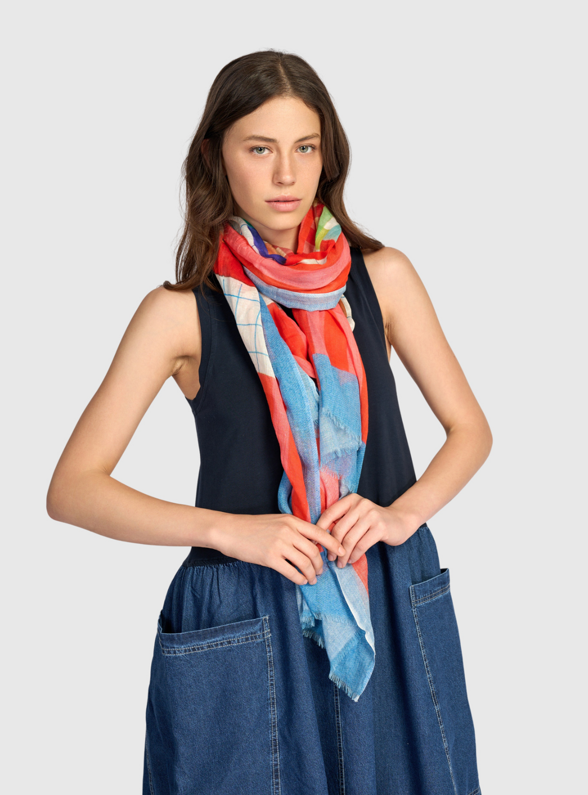 ALEMBIKA Cotton Scarf - ASC11G - GRID
