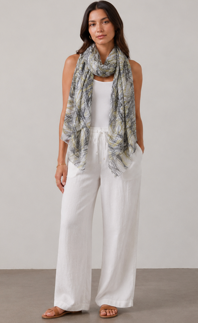 Color Me Cotton CMC Crushed Cuprotine Printed Shawl - CS0000 - SUGARCANE