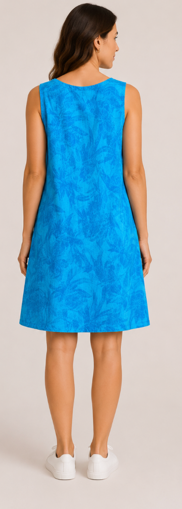 Color Me Cotton CMC Linen Sleeveless Printed Dress - KW8848 - KEY WEST