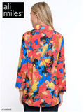 Ali Miles Printed Knit Button Front Blouse - A34406B - SPORNG