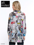 Ali Miles Printed Woven Button Front Blouse - A34418BM - GEOMLT