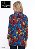 Ali Miles Printed Crinkle Knit Button Front Blouse - A34425BM - TILMLT