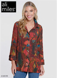 Ali Miles Printed Woven Button Front Blouse - A34819BM - MULTI