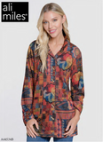 Ali Miles Printed Brushed Knit Button FT - A44534BM - PTCHPRT