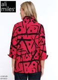 Ali Miles Printed Woven Button Front Blouse - A34816BM - SPYRED