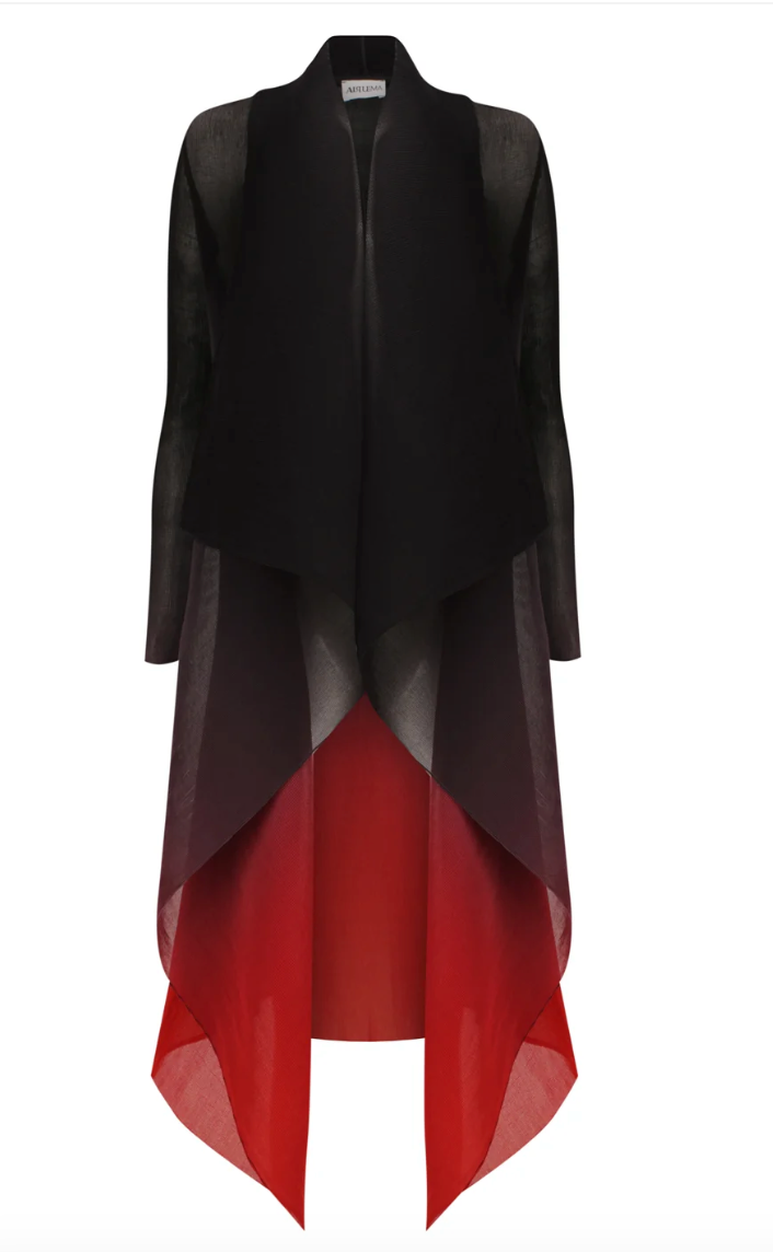 Alquema Long Collare Coat - CHERRY OMBRE