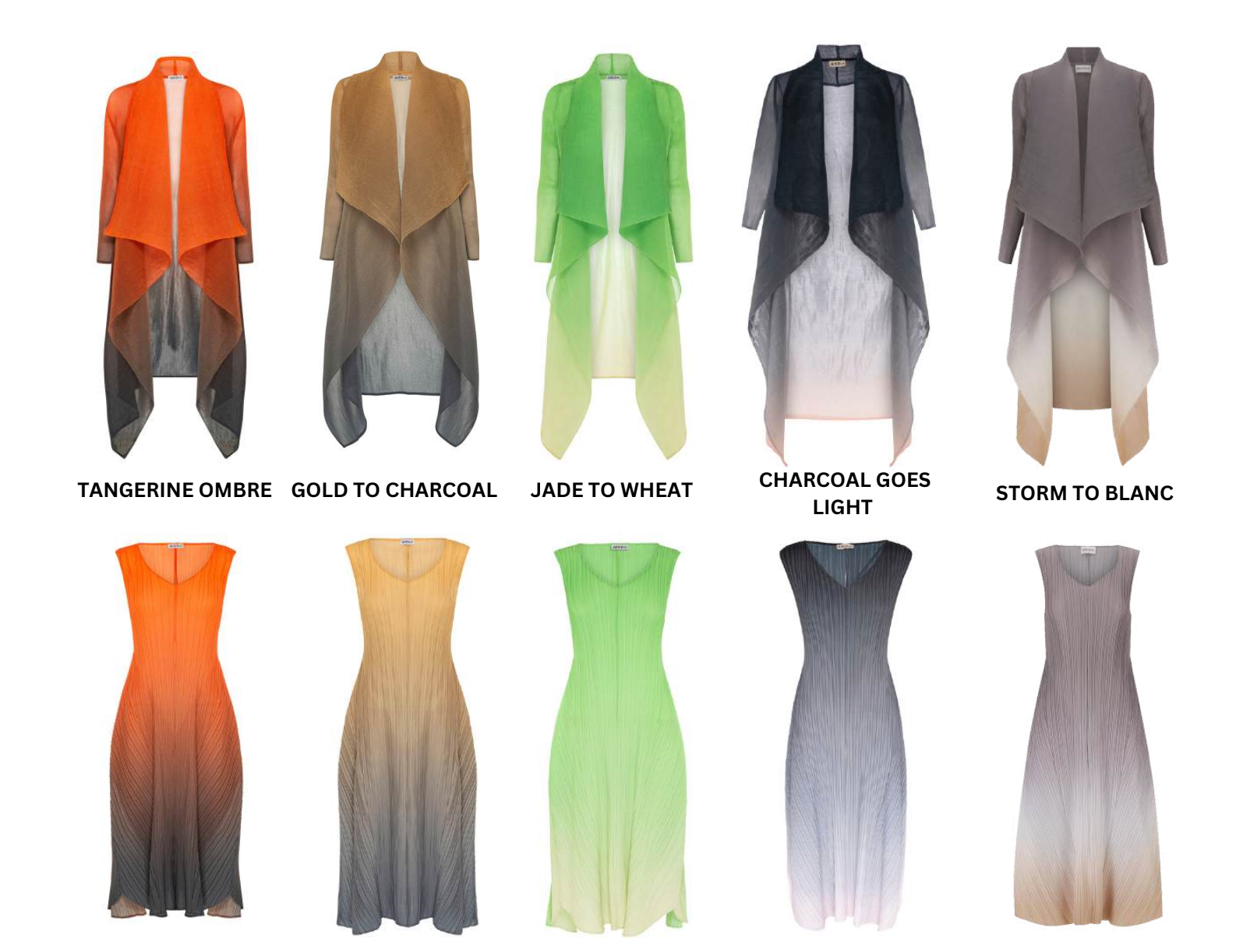 Alquema Long Estrella Dress - GOLD TO CHARCOAL