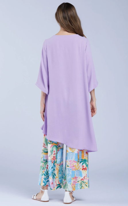 Sydney Project Ann Long Hi-Low 1/2 Sleeve Flowy Top - AFT1159 - LAVENDER