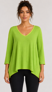 Prairie Cotton by CMC 3/4 Sleeves V-Neck Godet Back Tunic - 8269