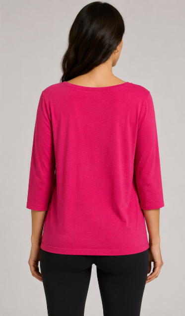Prairie Cotton by CMC Jersey 3/4 Sleeve Fitted V-Neck Top - 8286