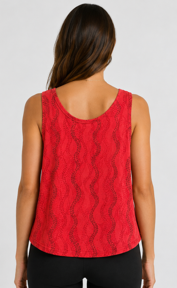 Prairie Cotton by CMC Printed A-Line Tank Top - RV047/P - JERSEY RED VINES