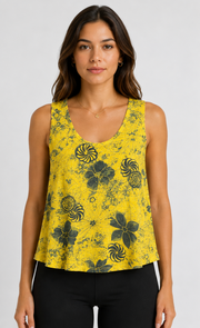 Prairie Cotton by CMC Printed A-Line Tank Top - IN047/P - JERSEY NEW INDIGO