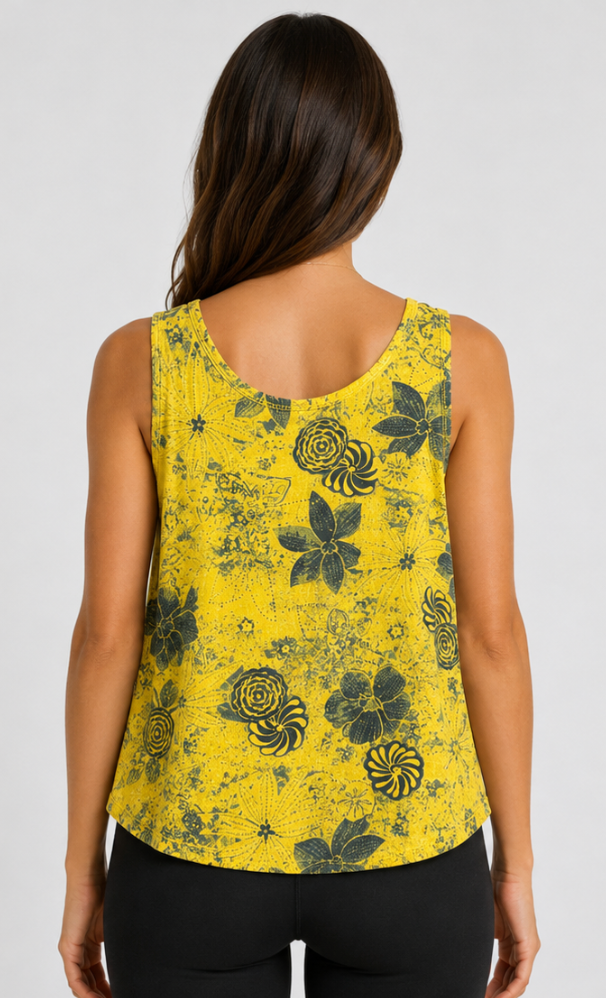 Prairie Cotton by CMC Printed A-Line Tank Top - IN047/P - JERSEY NEW INDIGO