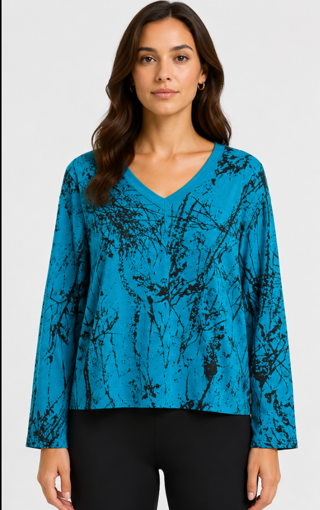 Prairie Cotton by CMC Printed Stretch Terry Raw Edge Pullover - BR664/P - STRETCH TERRY BRANCHES