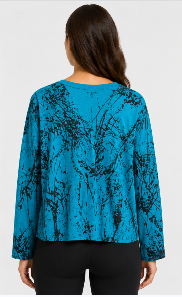 Prairie Cotton by CMC Printed Stretch Terry Raw Edge Pullover - BR664/P - STRETCH TERRY BRANCHES