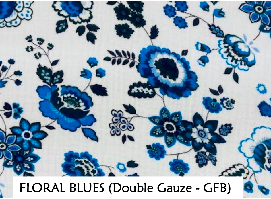 Color Me Cotton CMC Double Gauze Printed Pocket Culotte Pant - GFB5600 - FLORAL BLUES