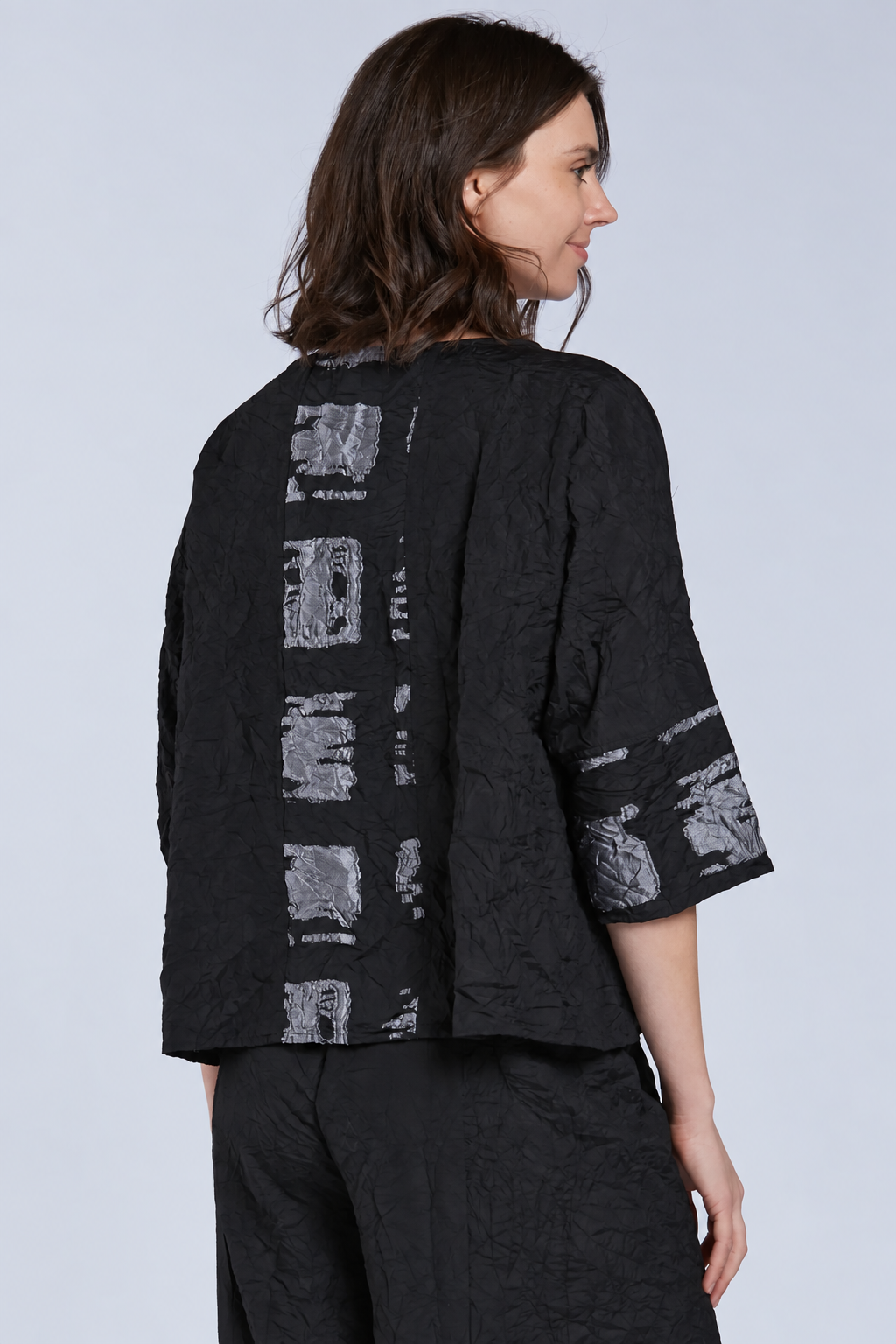Sydney Project Tori Round Neck 3/4 Sleeve Boxy Top - CJT1088 - SILVER