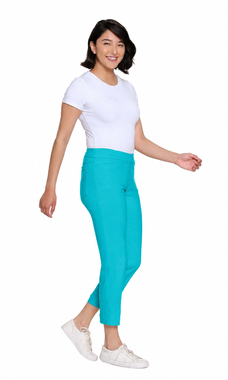 Slimsation Pull-On Crop Pant w/ Real Front & Back Pockets M12713PM - AQUA