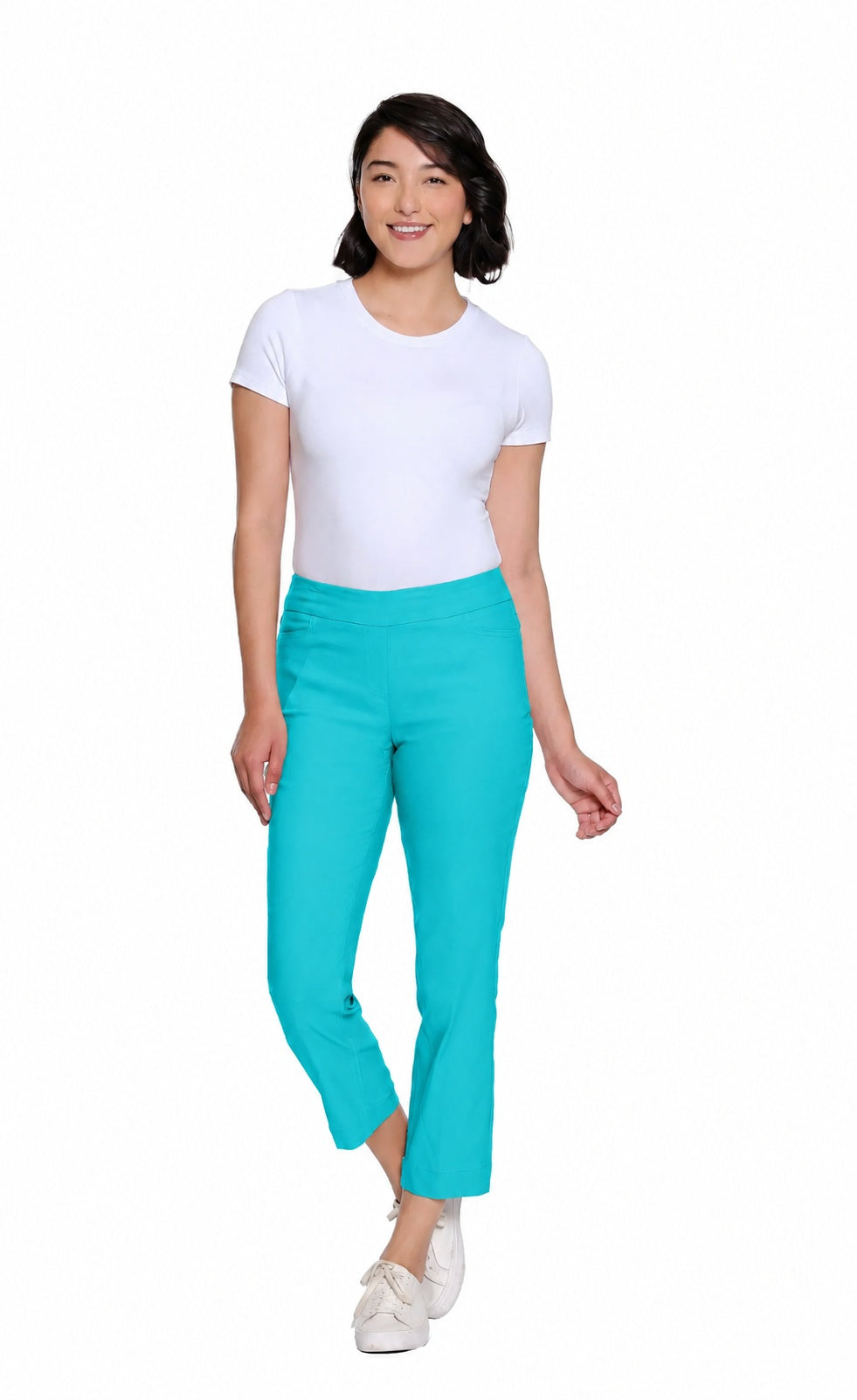 Slimsation Pull-On Crop Pant w/ Real Front & Back Pockets M12713PM - AQUA