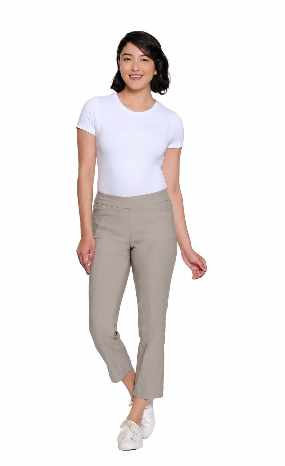 Slimsation Pull-On Crop Pant w/ Real Front & Back Pockets M12713PM - STONE