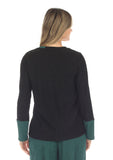 INOAH "Emerald & Black Textured Knit" - Top