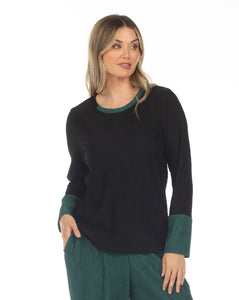 INOAH "Emerald & Black Textured Knit" - Top