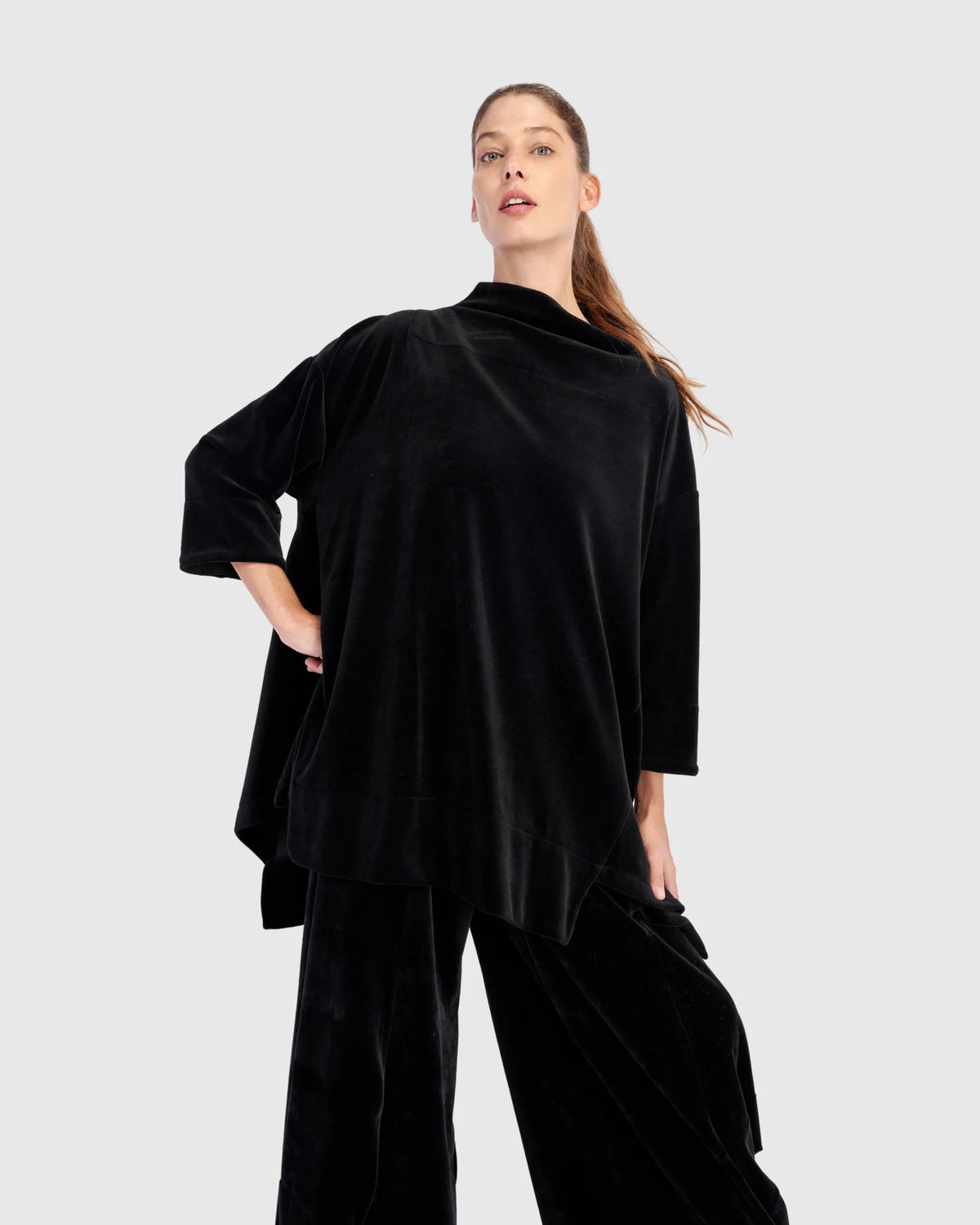 ALEMBIKA Everyday Velvet Trapeze Top - AT704B - BLACK