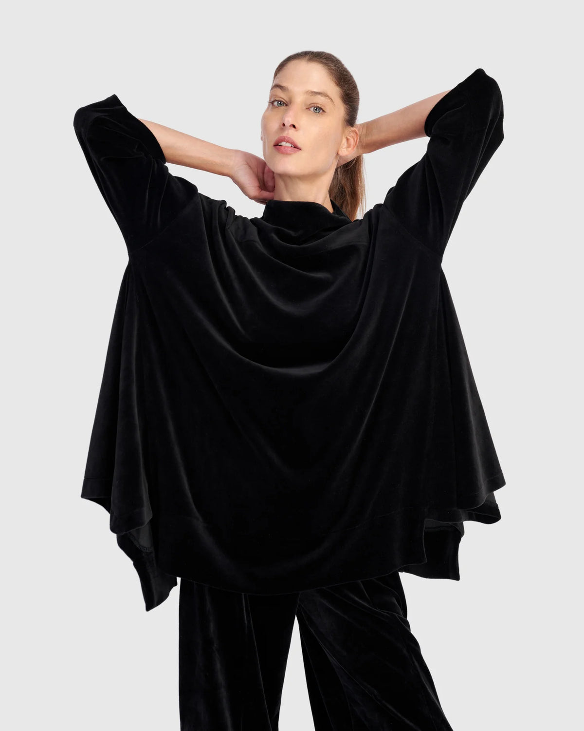 ALEMBIKA Everyday Velvet Trapeze Top - AT704B - BLACK