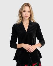 ALEMBIKA Everyday Velvet V-Neck Top - AT705B - BLACK