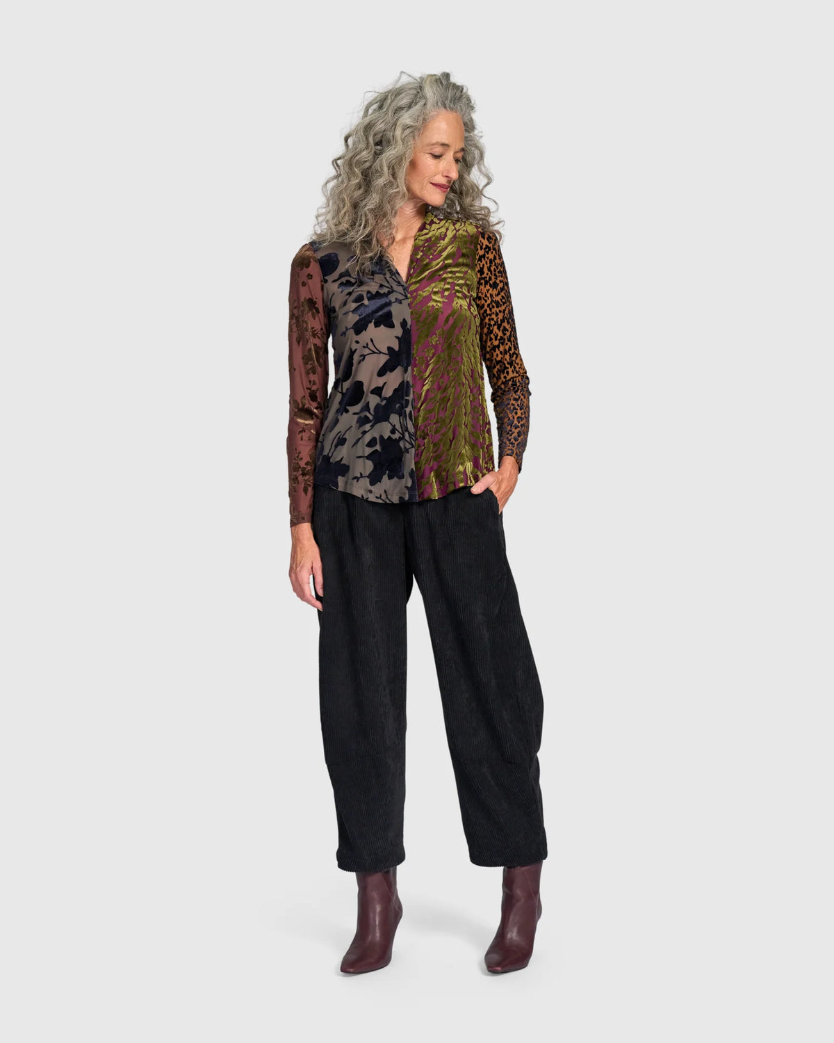 ALEMBIKA Dolcezza V-Neck Top - AT803R- JEWEL MULTI