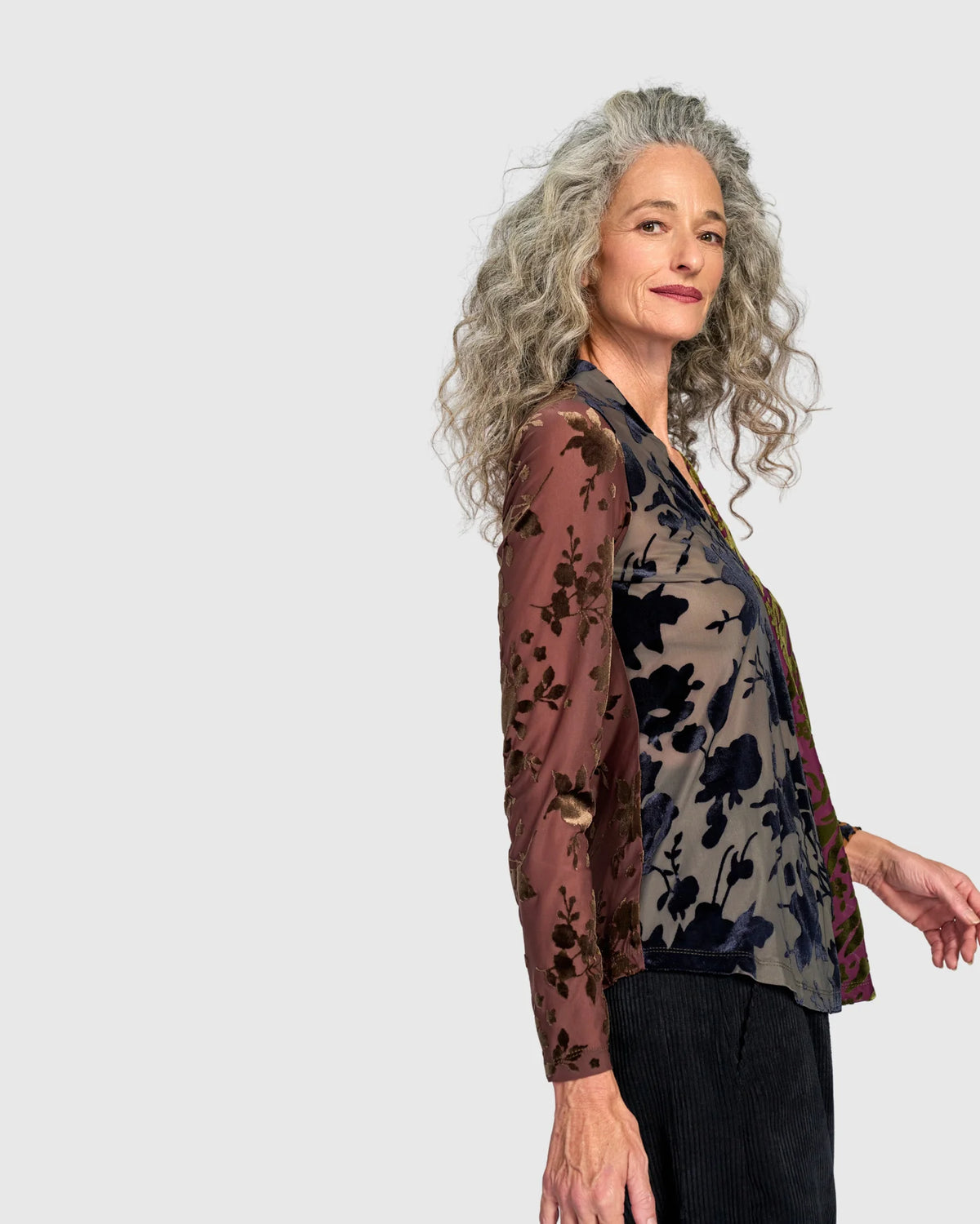ALEMBIKA Dolcezza V-Neck Top - AT803R- JEWEL MULTI