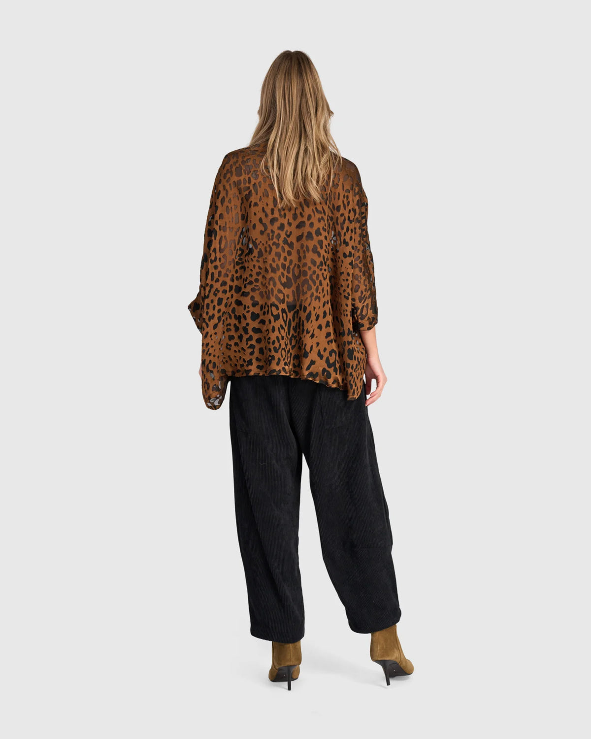ALEMBIKA Bodhi Draped Viscose Blouse - AT823C - COGNAC LEOPARD