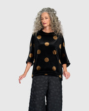 ALEMBIKA Everyday Velvet Funnel Pullover - AT828E - BLACK/GOLD DOT