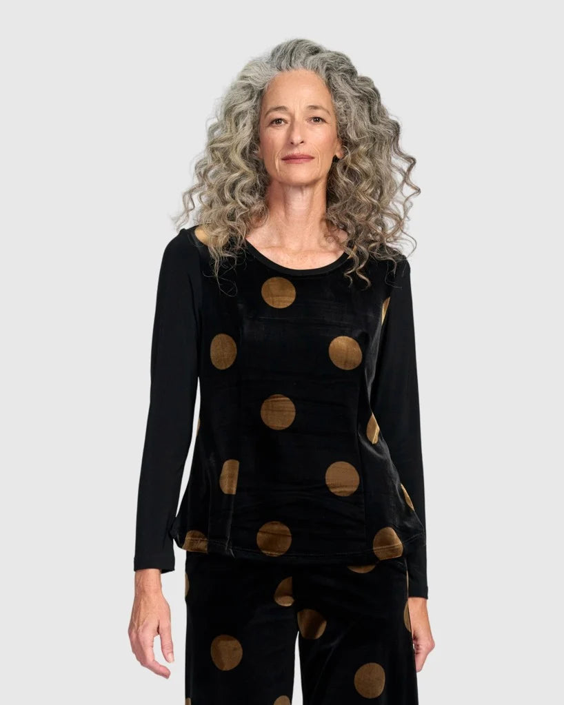 ALEMBIKA Everyday Velvet Shaped Top - AT829E - BLACK/GOLD DOT