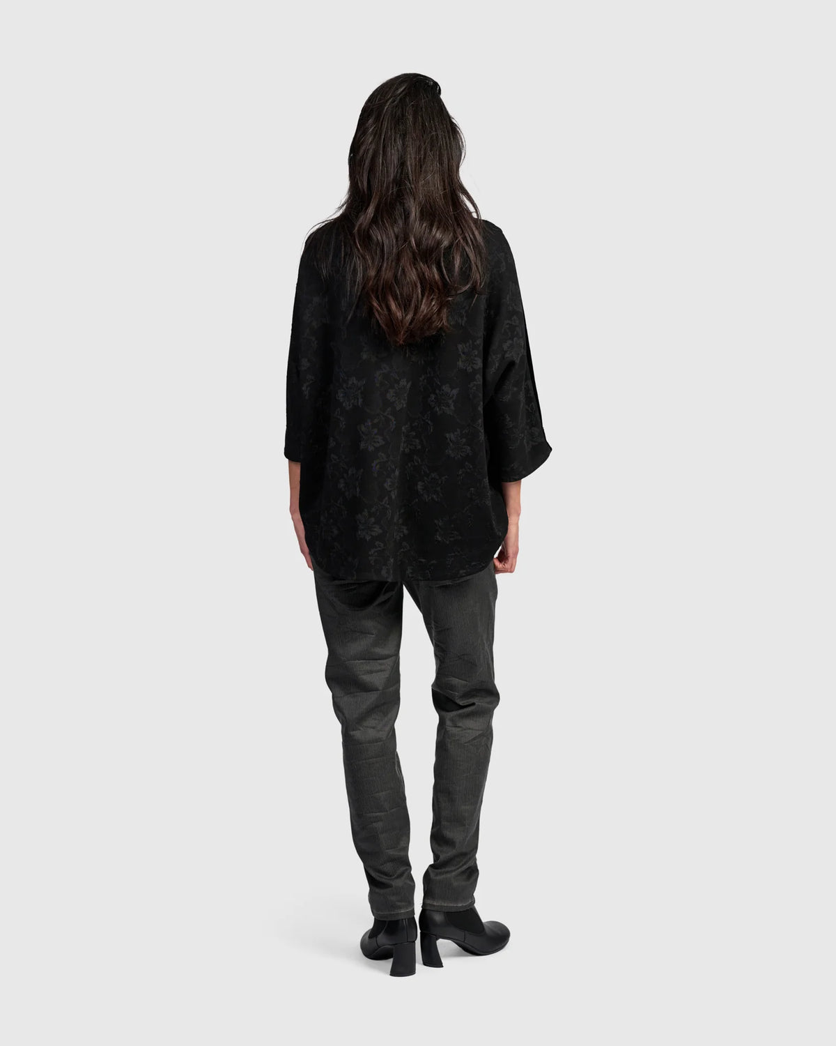 ALEMBIKA Aster Funnel Pullover Top - AT831D - BLACK FLORAL