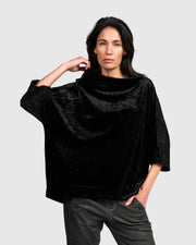 ALEMBIKA Aster Funnel Pullover Top - AT831D - BLACK FLORAL