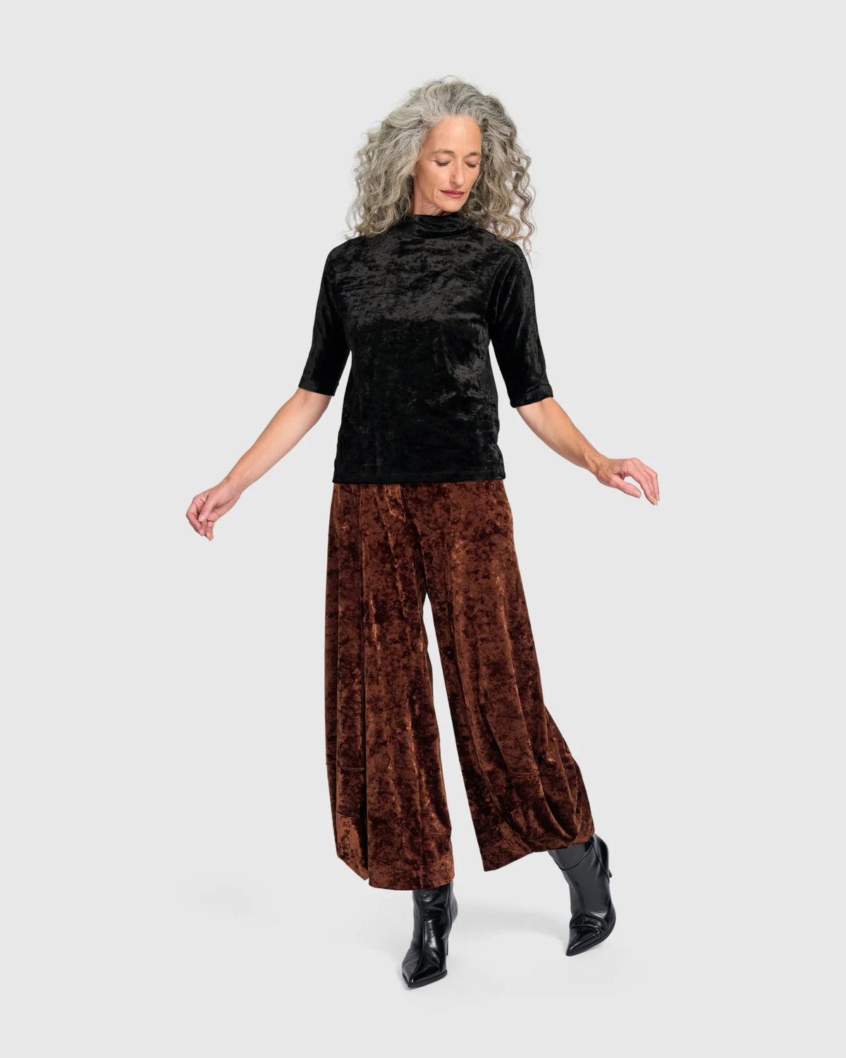 ALEMBIKA Crushed Velvet Punto Pants - AP717B - MAPLE