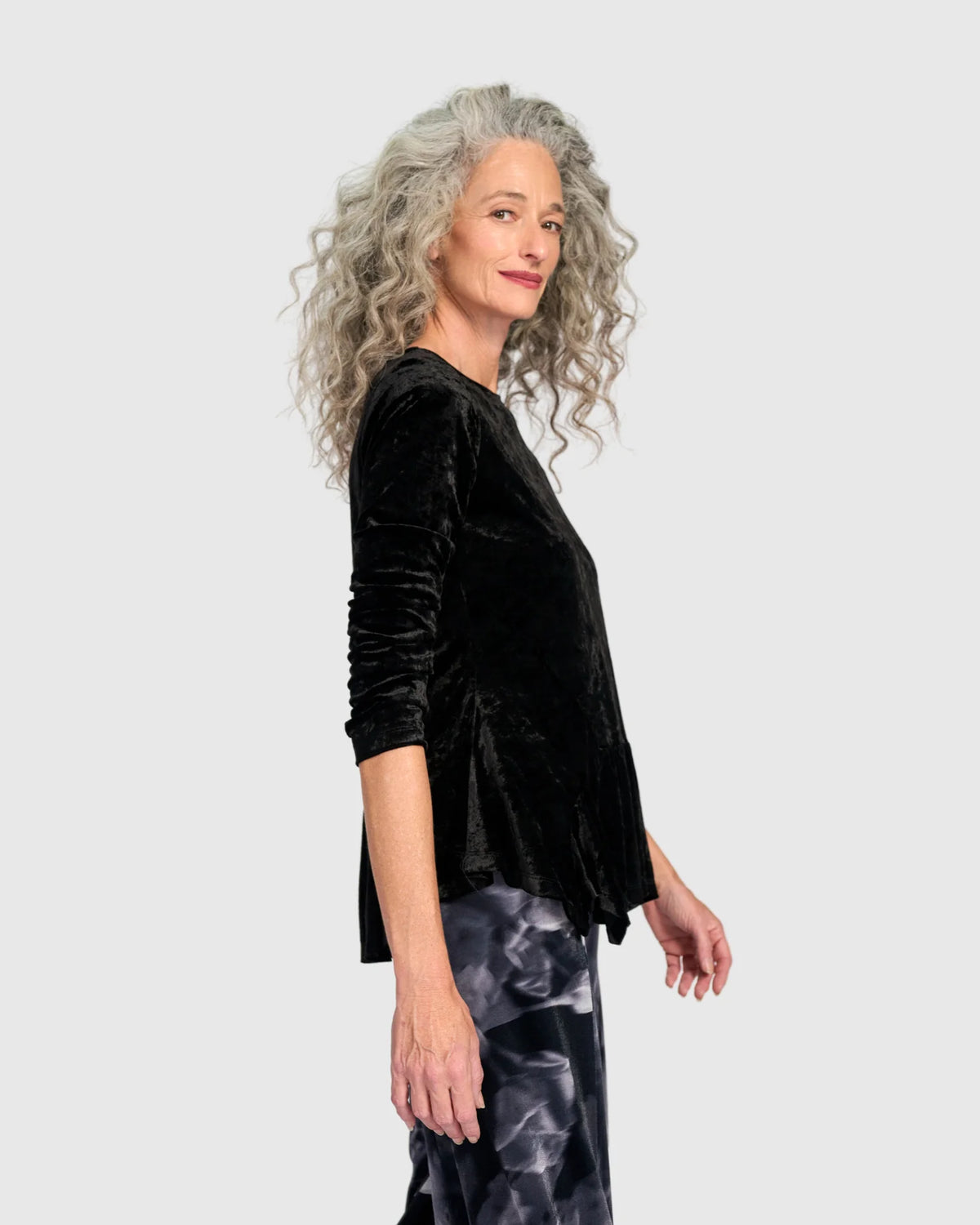ALEMBIKA Crushed Velvet Addison Top - AT835B - BLACK