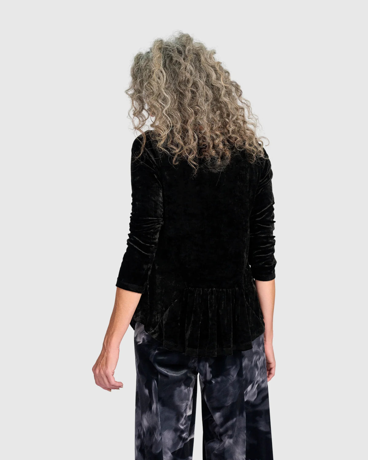 ALEMBIKA Crushed Velvet Addison Top - AT835B - BLACK