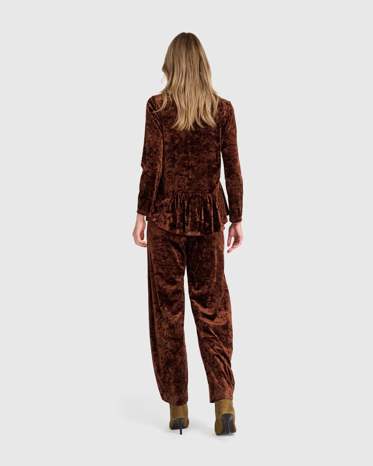 ALEMBIKA Crushed Velvet Addison Top - AT835M - MAPLE