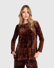 ALEMBIKA Crushed Velvet Addison Top - AT835M - MAPLE