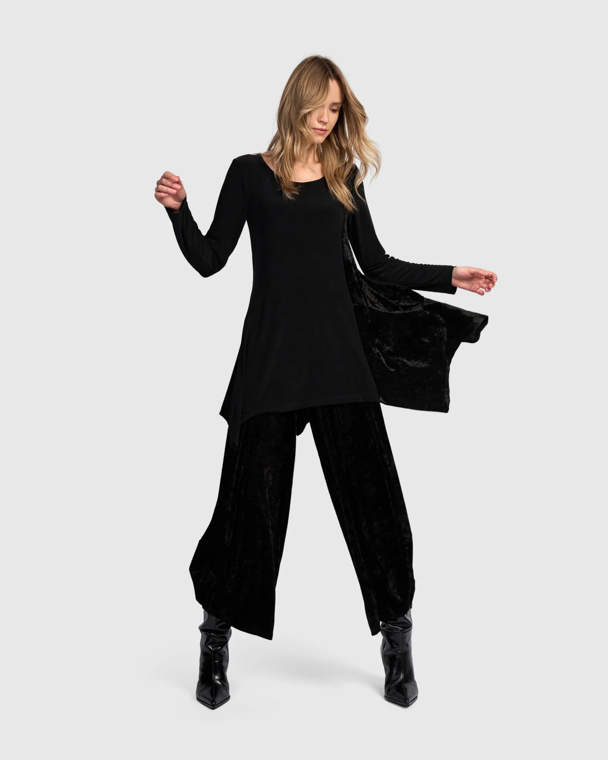 ALEMBIKA Currant Handkerchief Tunic - AT836B - BLACK