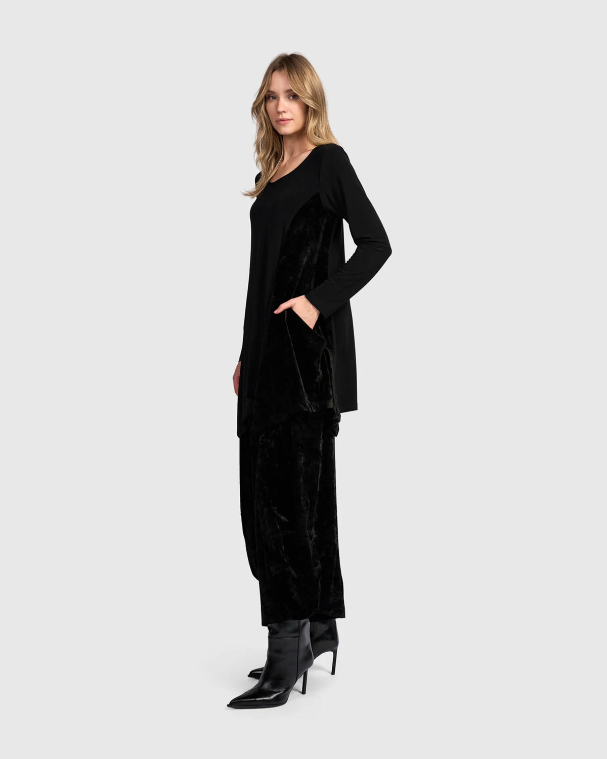 ALEMBIKA Currant Handkerchief Tunic - AT836B - BLACK