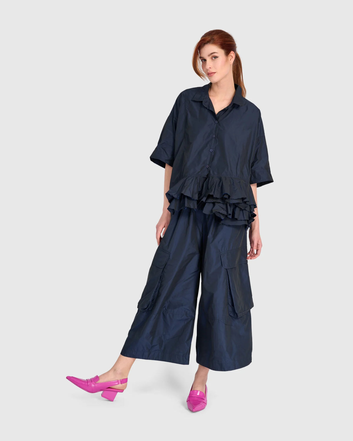 ALEMBIKA Matched Ruffled Shirt - ET141N - INK